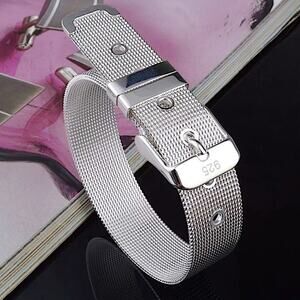 Sterling Silver Belt Buckle Unisex Bracelet